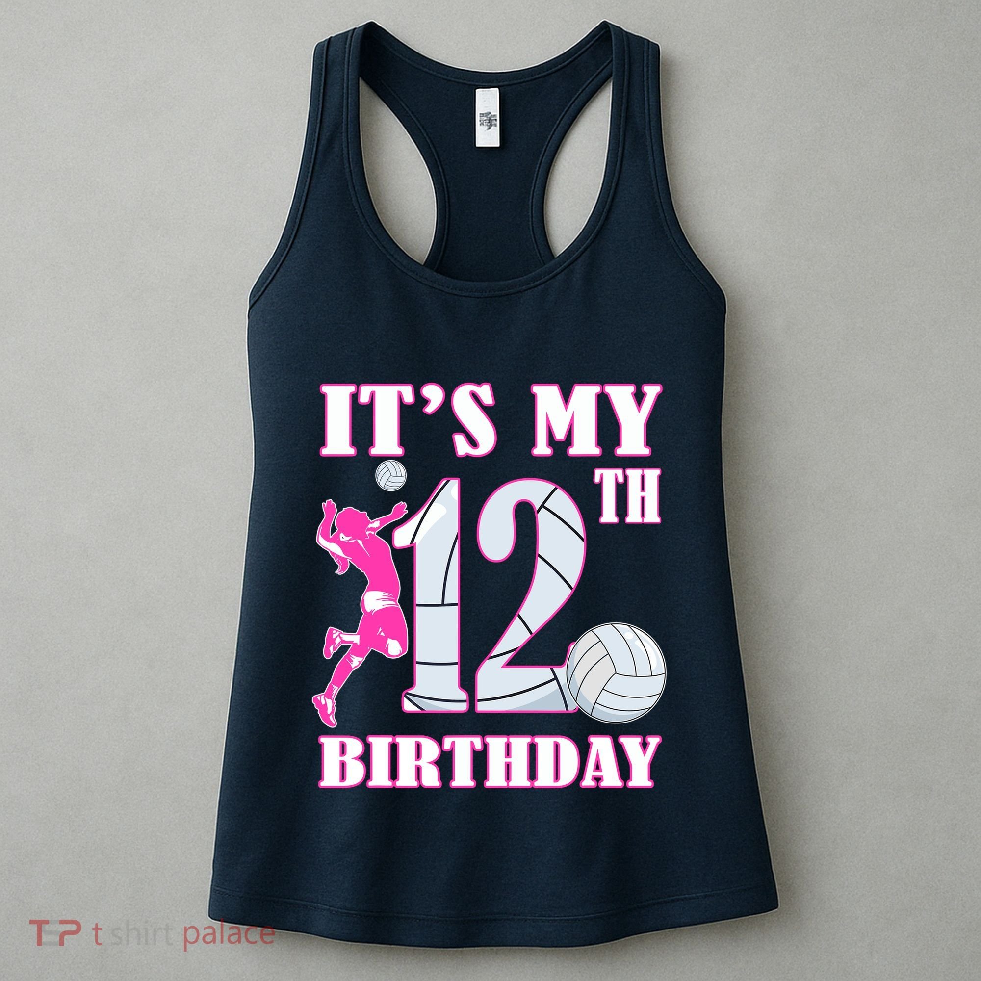 ItS My 12th Birthday Girl Volleyball Theme 12 Year Old Women's Tank Top