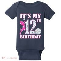 ItS My 12th Birthday Girl Volleyball Theme 12 Year Old Baby Bodysuit thumb 0