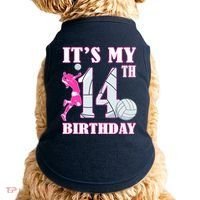 ItS My 14th Birthday Girl Volleyball Theme 14 Year Old Doggie Tank thumb 0
