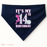 ItS My 14th Birthday Girl Volleyball Theme 14 Year Old USA-Made Doggie Bandana thumb 0