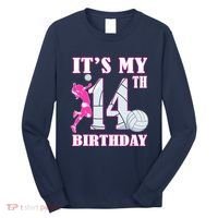 ItS My 14th Birthday Girl Volleyball Theme 14 Year Old Long Sleeve Shirt thumb 0