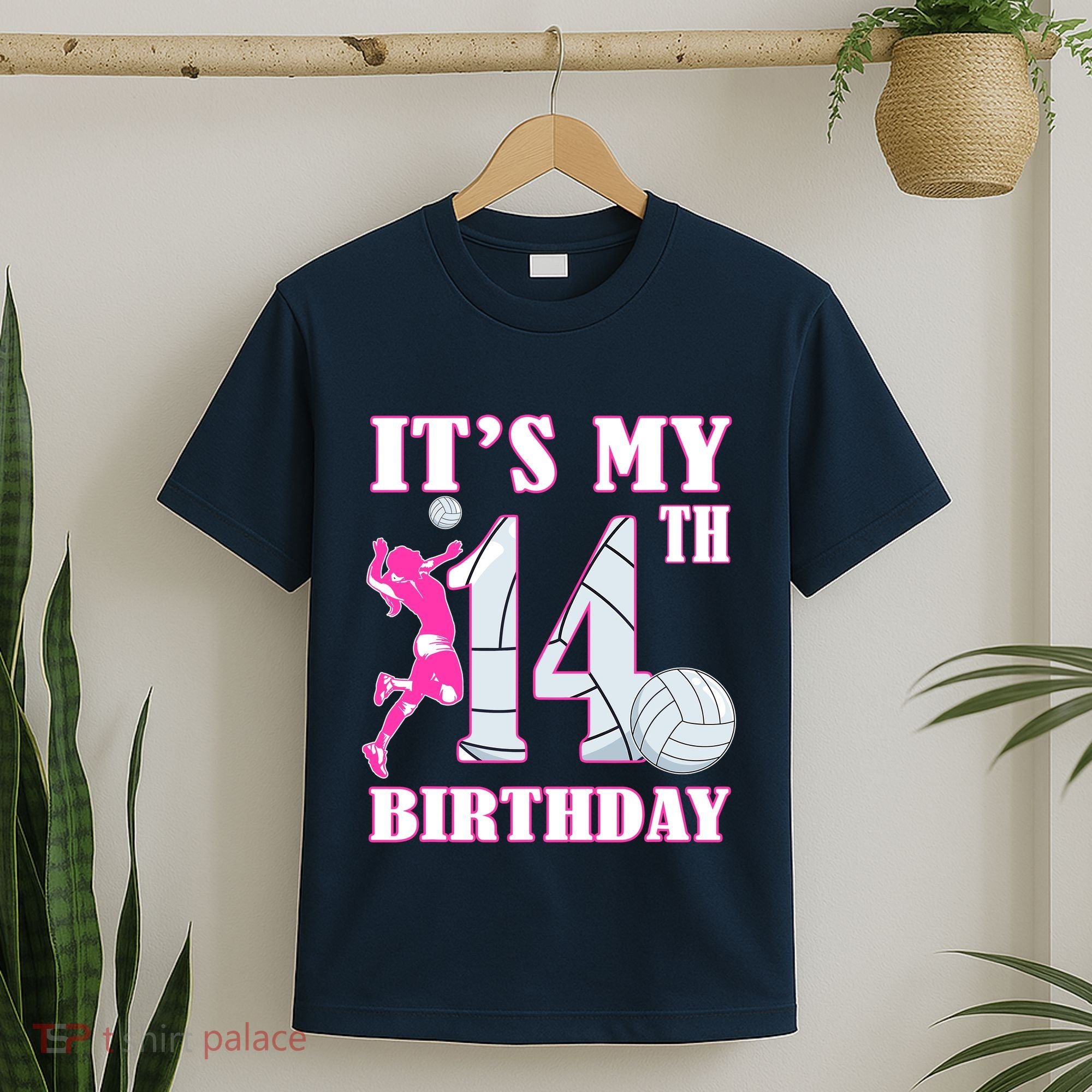 ItS My 14th Birthday Girl Volleyball Theme 14 Year Old T-Shirt