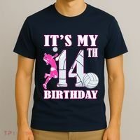 ItS My 14th Birthday Girl Volleyball Theme 14 Year Old T-Shirt thumb 3