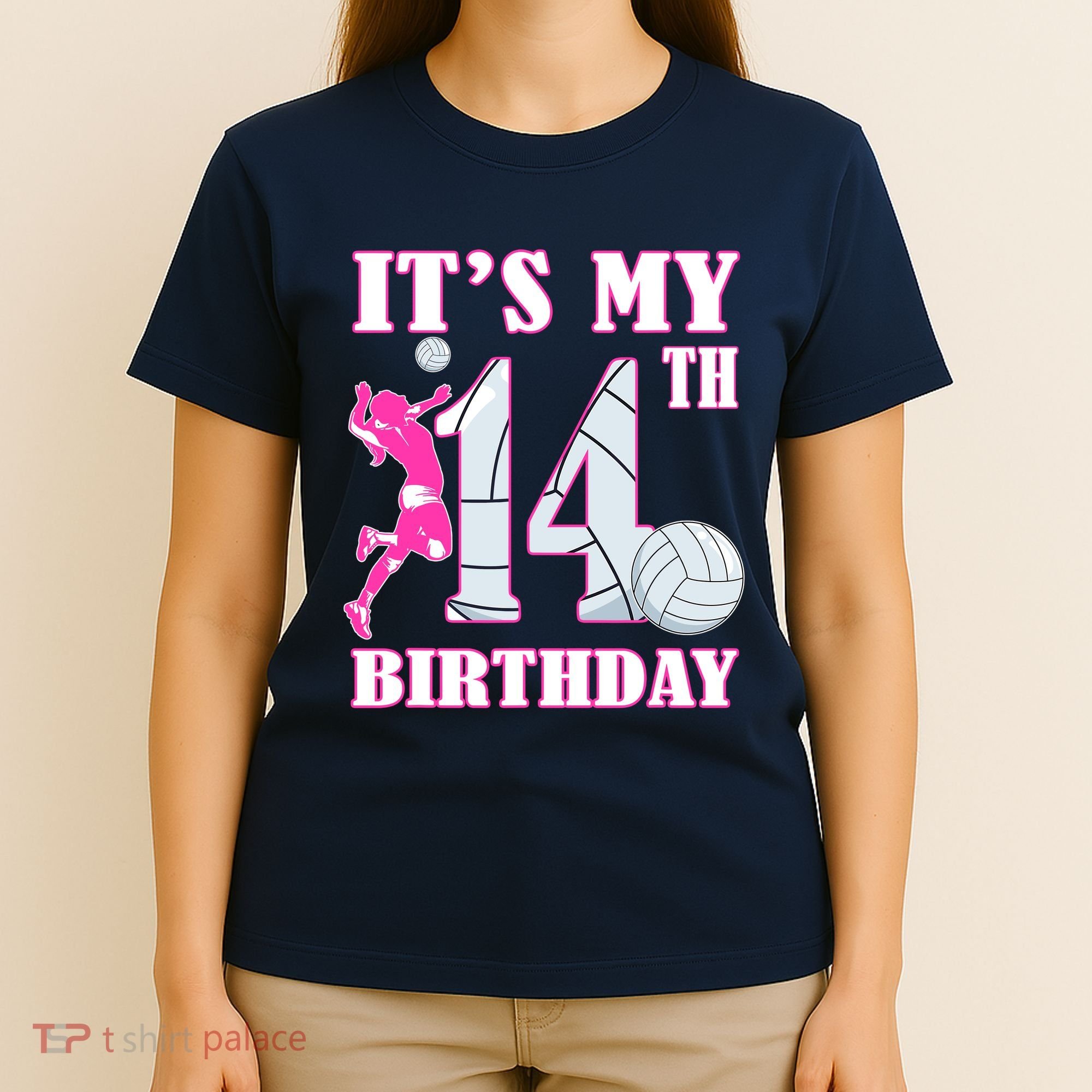 ItS My 14th Birthday Girl Volleyball Theme 14 Year Old T-Shirt
