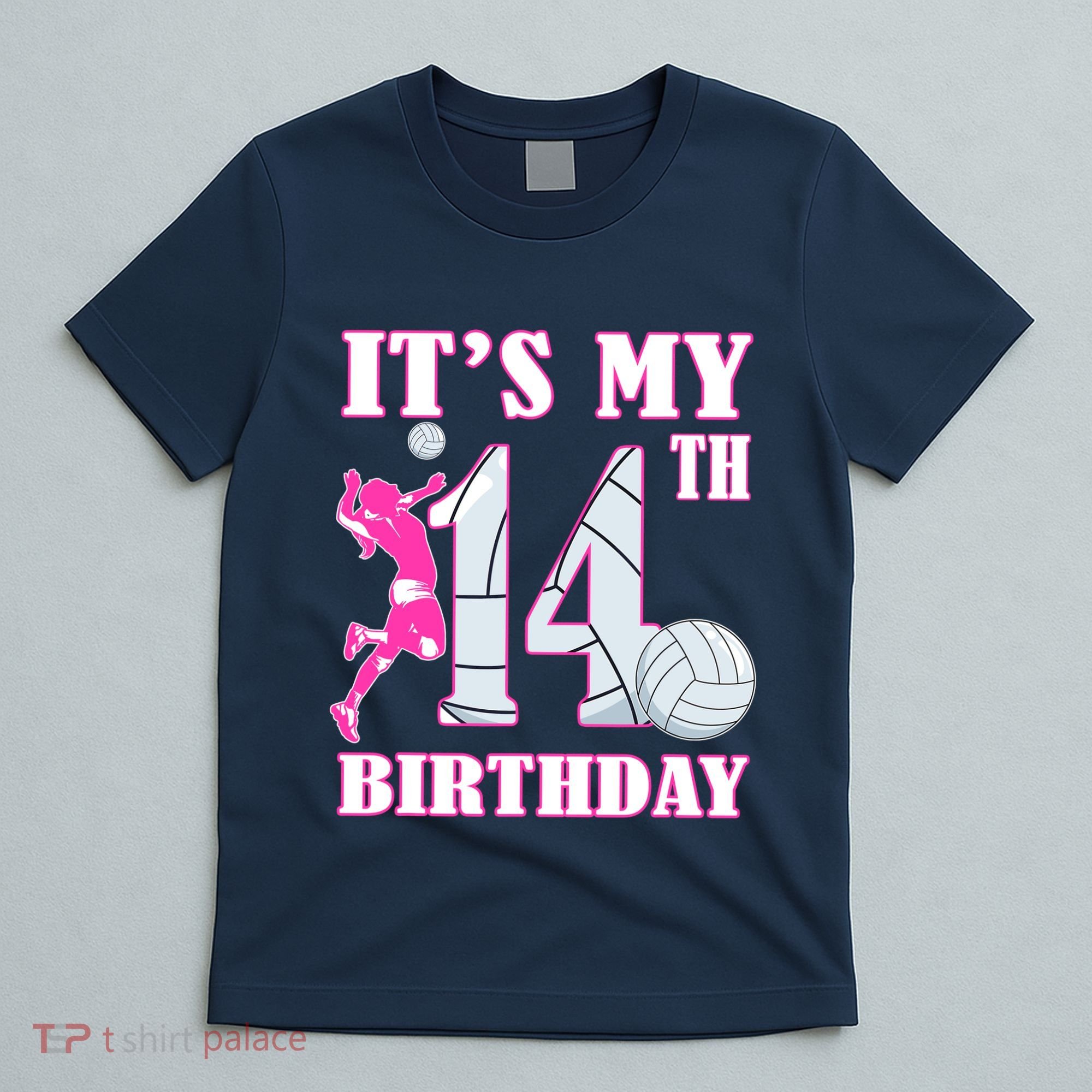 ItS My 14th Birthday Girl Volleyball Theme 14 Year Old T-Shirt
