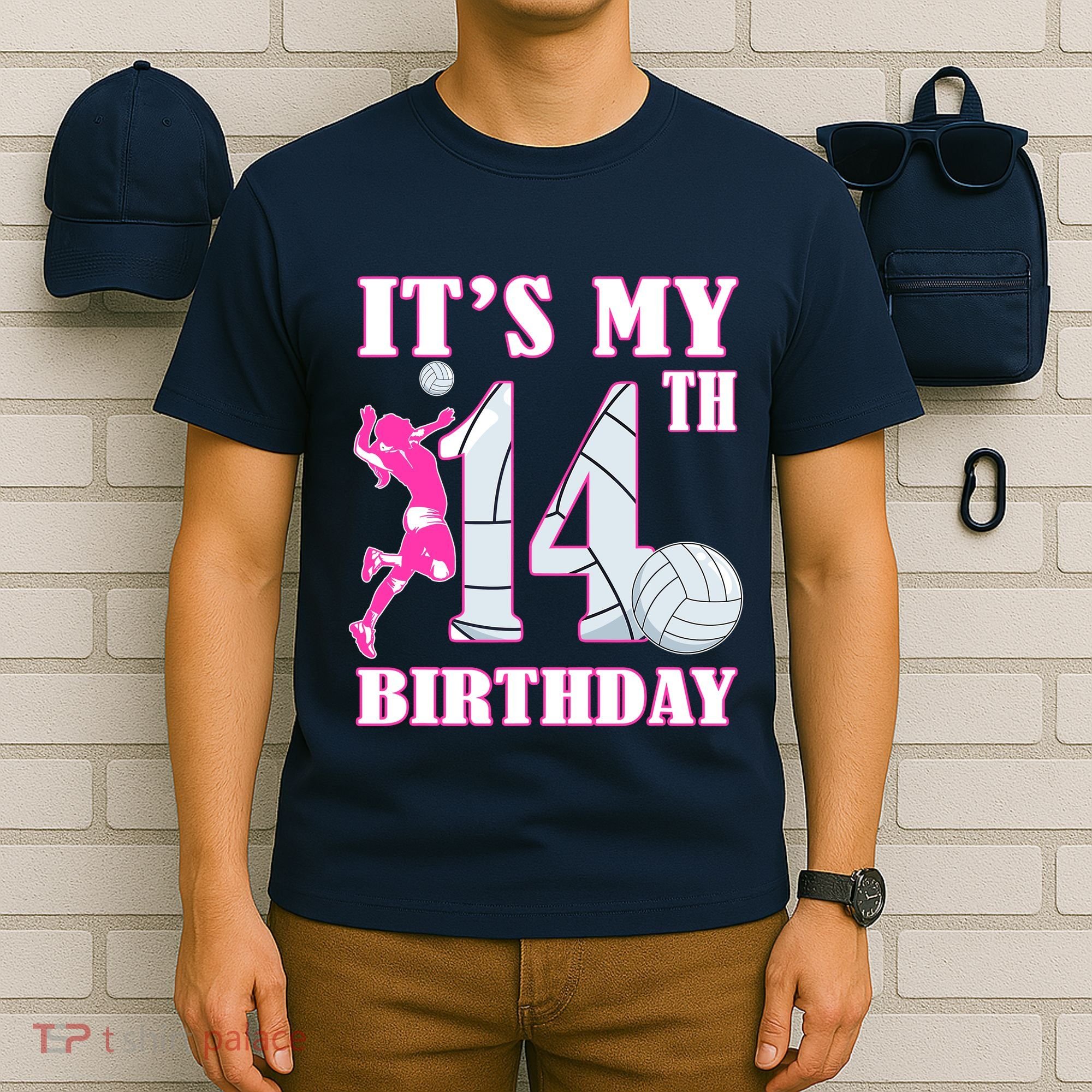 ItS My 14th Birthday Girl Volleyball Theme 14 Year Old T-Shirt
