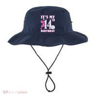 ItS My 14th Birthday Girl Volleyball Theme 14 Year Old Bucket Hat thumb 0