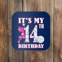 ItS My 14th Birthday Girl Volleyball Theme 14 Year Old Coaster thumb 0