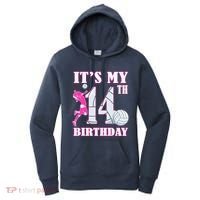 ItS My 14th Birthday Girl Volleyball Theme 14 Year Old Women's Hoodie thumb 0