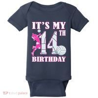 ItS My 14th Birthday Girl Volleyball Theme 14 Year Old Baby Bodysuit thumb 0