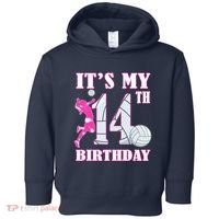 ItS My 14th Birthday Girl Volleyball Theme 14 Year Old Toddler Hoodie thumb 0