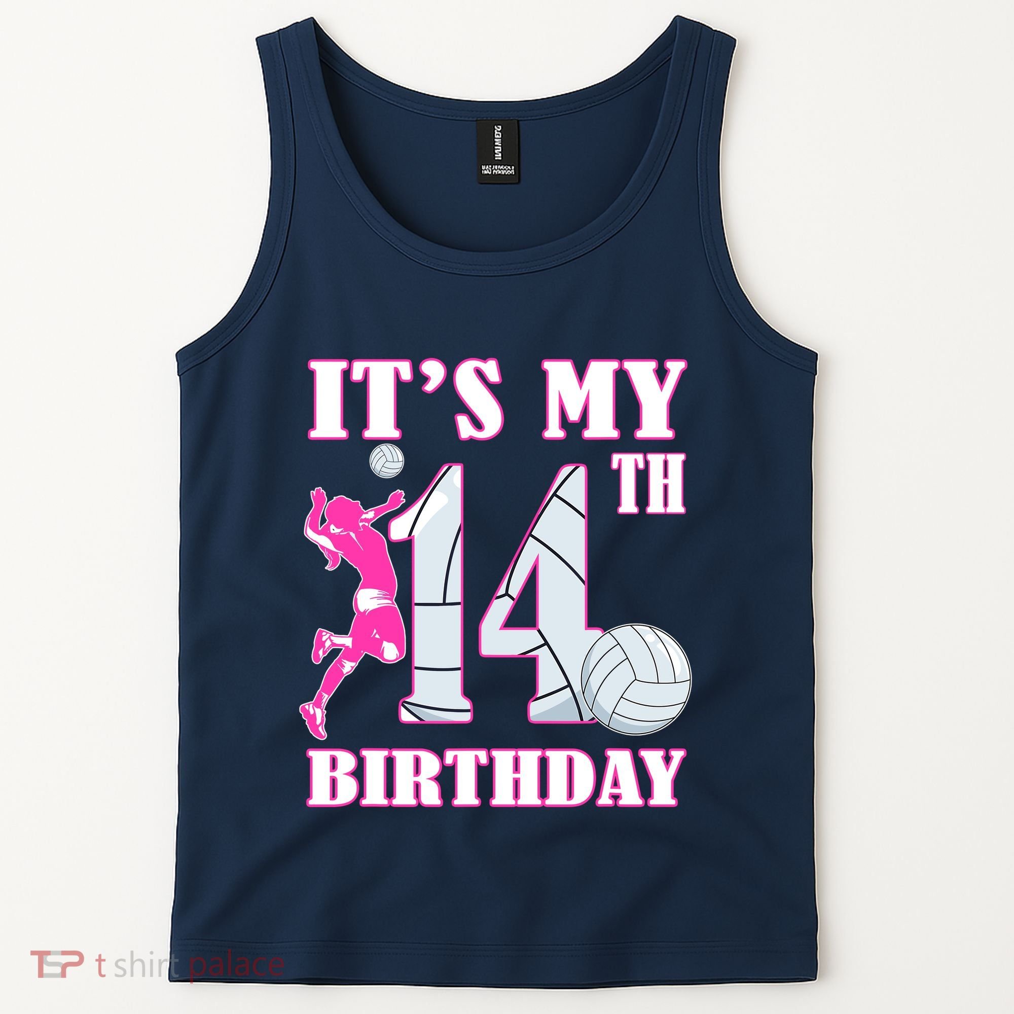 ItS My 14th Birthday Girl Volleyball Theme 14 Year Old Tank Top