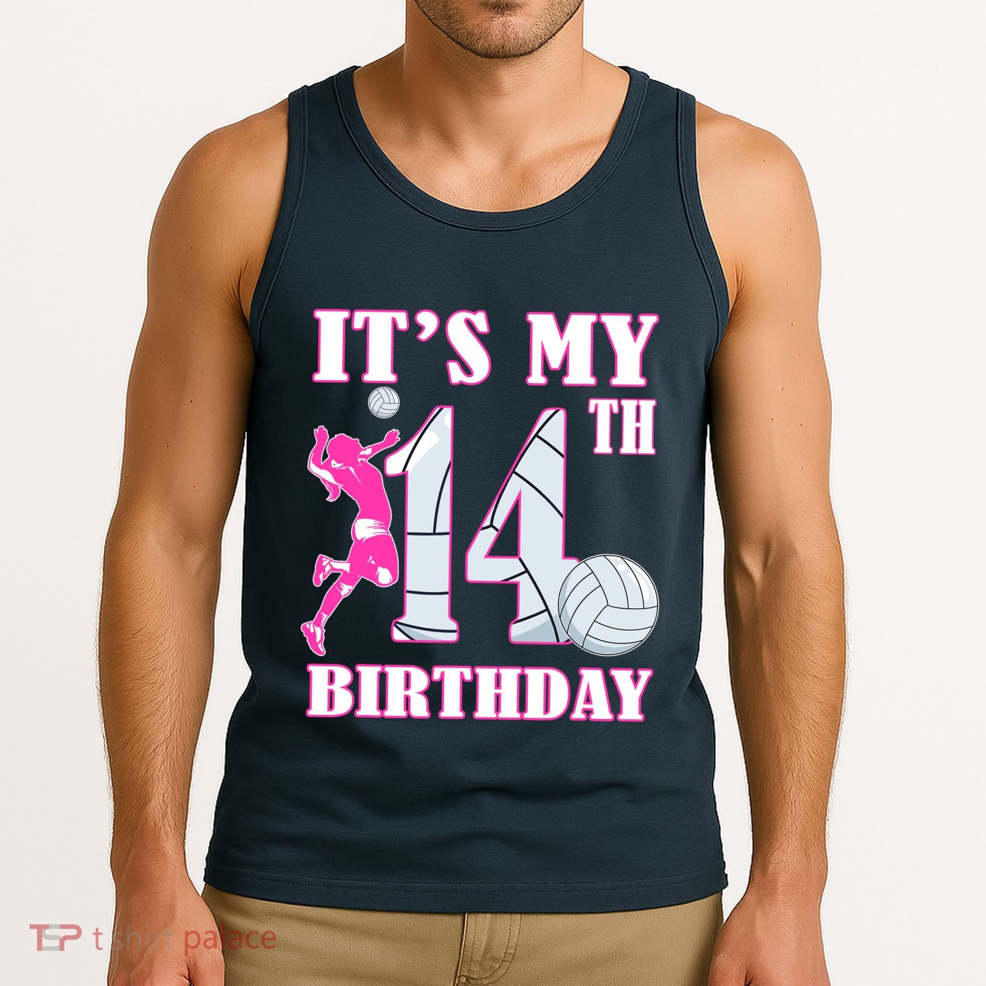 ItS My 14th Birthday Girl Volleyball Theme 14 Year Old Tank Top