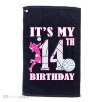 ItS My 14th Birthday Girl Volleyball Theme 14 Year Old Golf Towel thumb 0
