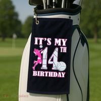 ItS My 14th Birthday Girl Volleyball Theme 14 Year Old Golf Towel thumb 2