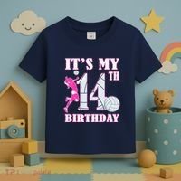 ItS My 14th Birthday Girl Volleyball Theme 14 Year Old Toddler T-Shirt thumb 3