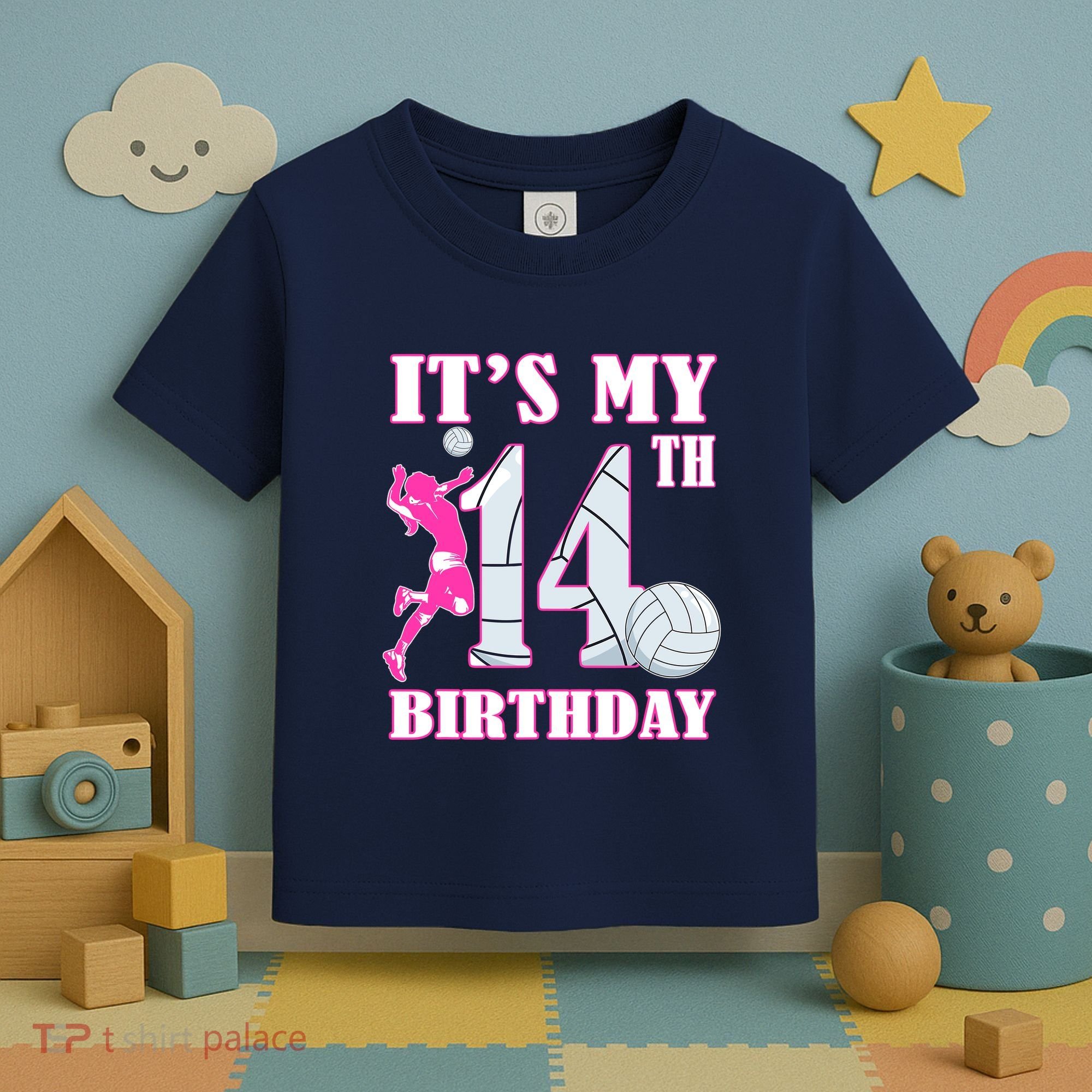 ItS My 14th Birthday Girl Volleyball Theme 14 Year Old Toddler T-Shirt