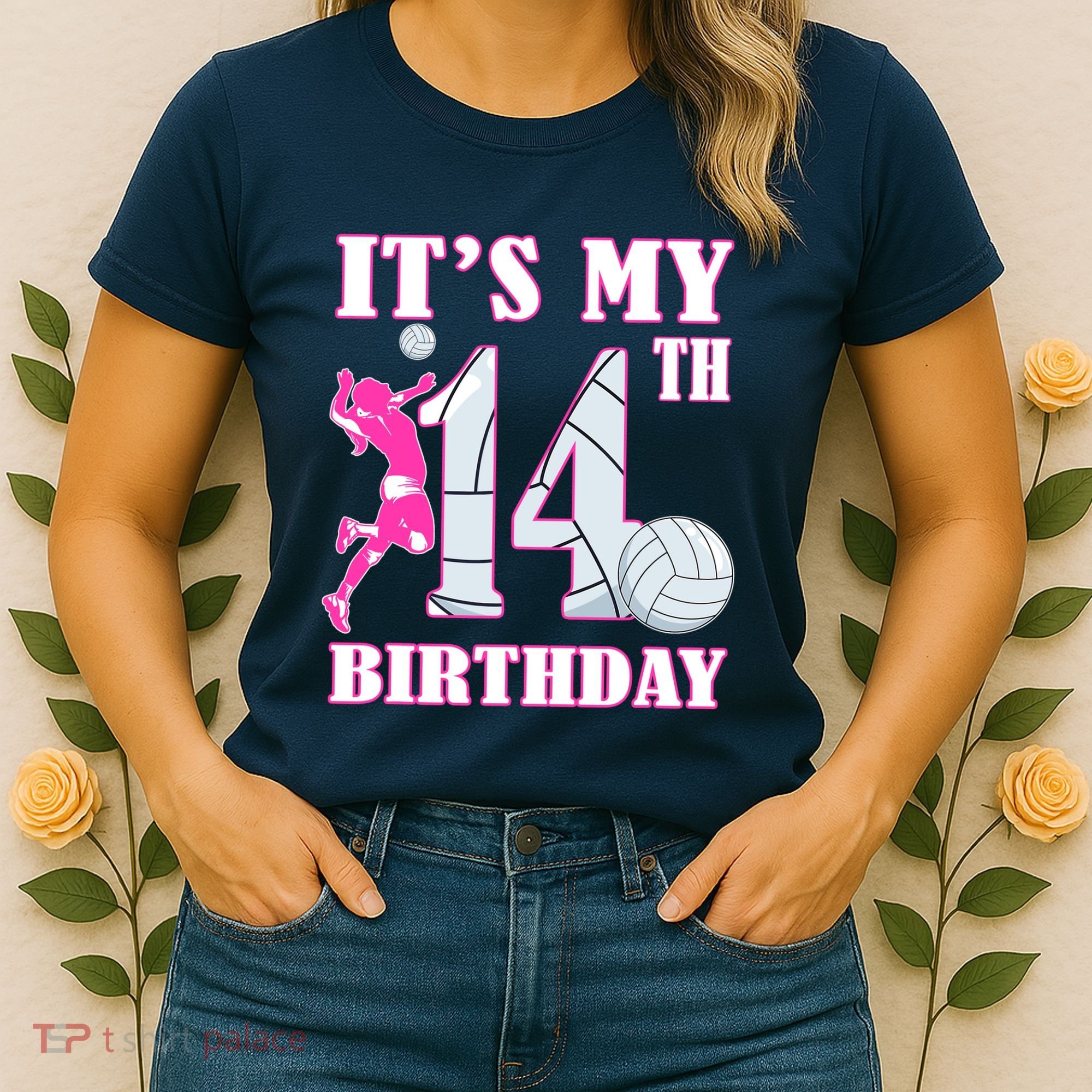 ItS My 14th Birthday Girl Volleyball Theme 14 Year Old Women's T-Shirt