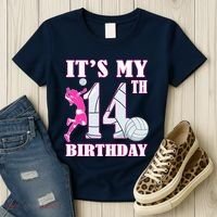 ItS My 14th Birthday Girl Volleyball Theme 14 Year Old Women's T-Shirt thumb 3