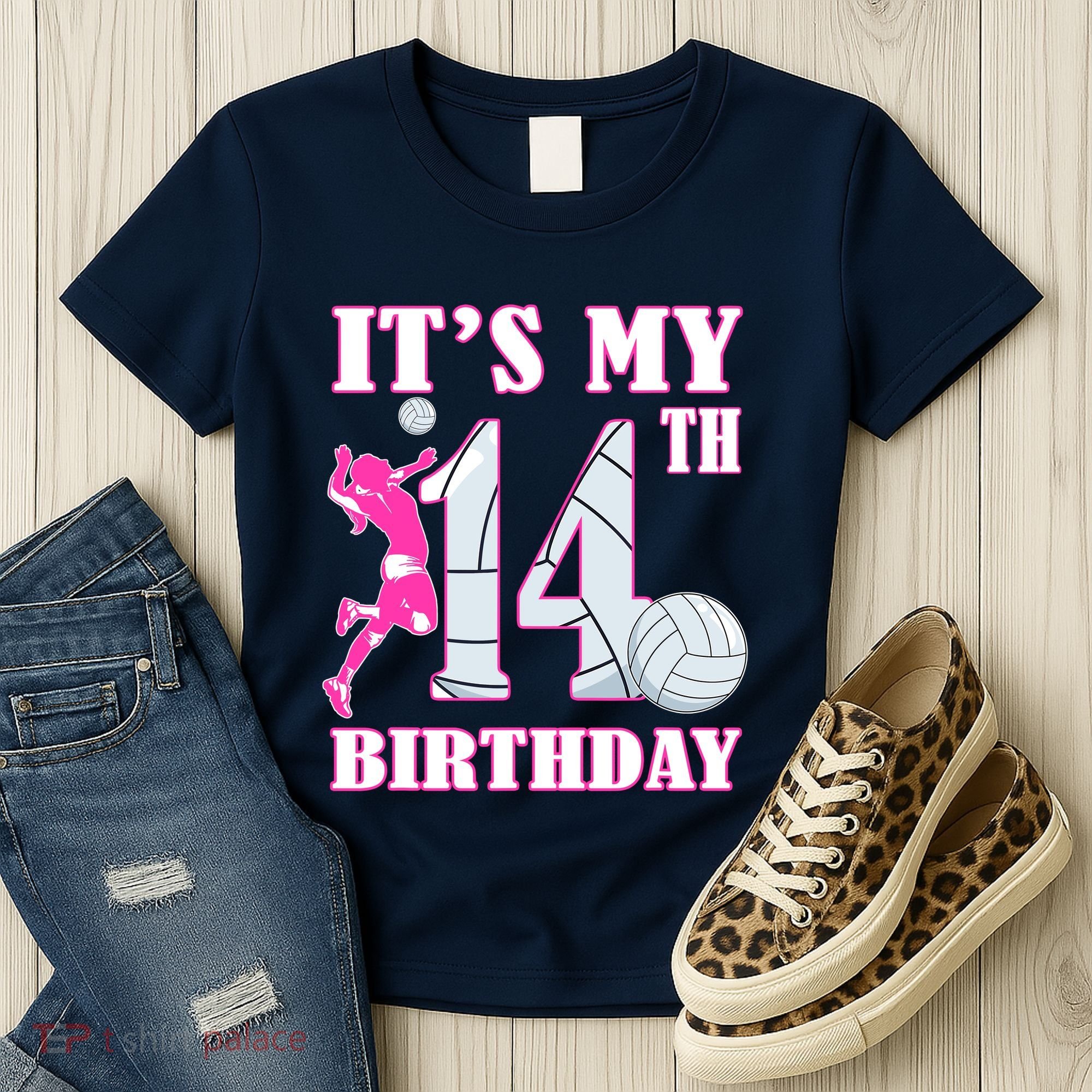ItS My 14th Birthday Girl Volleyball Theme 14 Year Old Women's T-Shirt