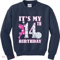 ItS My 14th Birthday Girl Volleyball Theme 14 Year Old Kids Sweatshirt thumb 0