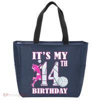 ItS My 14th Birthday Girl Volleyball Theme 14 Year Old Tote Bag thumb 0