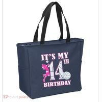 ItS My 14th Birthday Girl Volleyball Theme 14 Year Old Tote Bag thumb 2