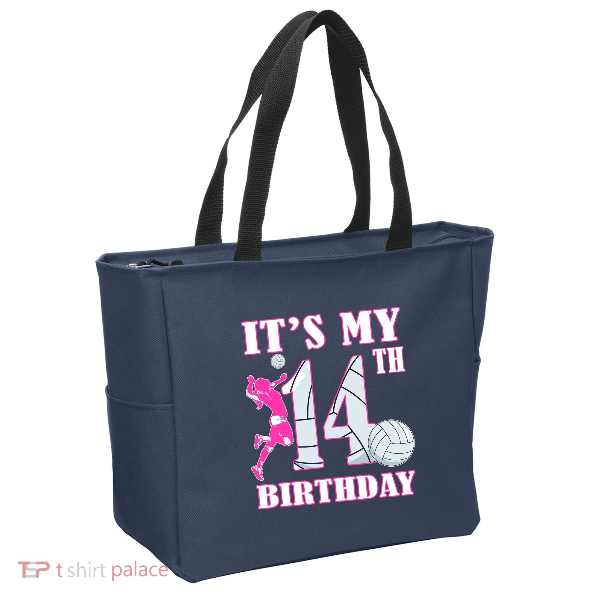 ItS My 14th Birthday Girl Volleyball Theme 14 Year Old Tote Bag