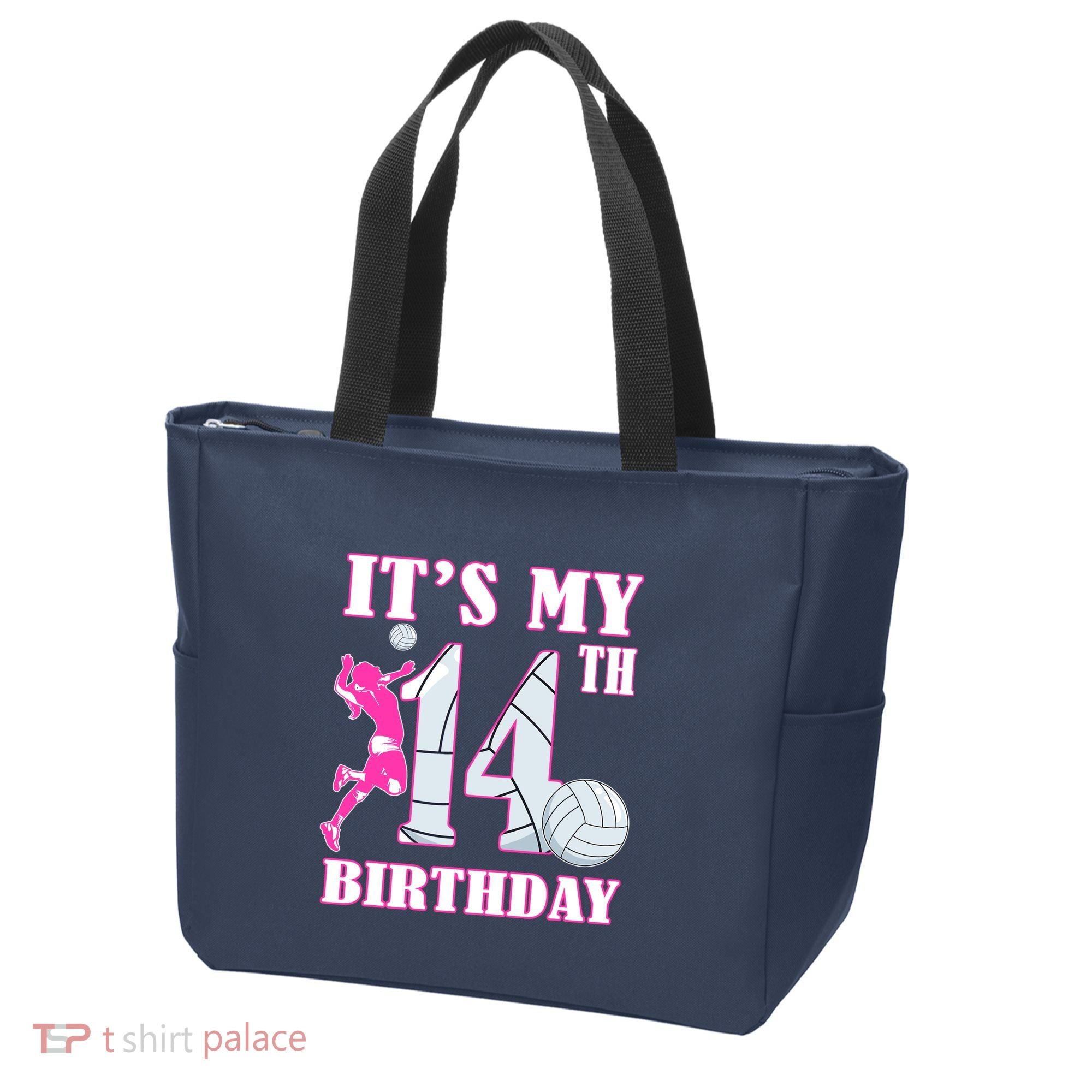 ItS My 14th Birthday Girl Volleyball Theme 14 Year Old Tote Bag