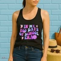 In My 100 Days Of School Era Retro Disco 100th Day Of School Women's Tank Top thumb 2