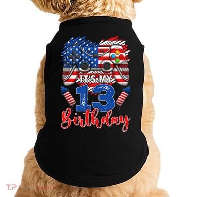 Its My 13th Birthday 13 Years Old July 4th Gamer Controller Doggie Tank