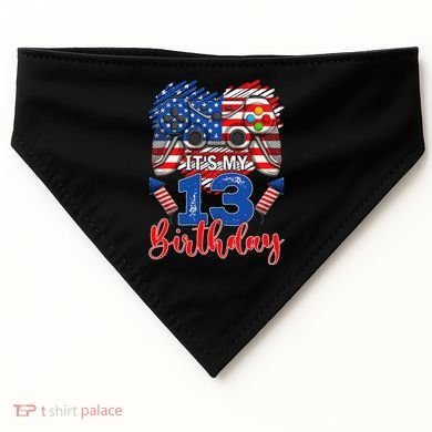 Its My 13th Birthday 13 Years Old July 4th Gamer Controller USA-Made Doggie Bandana