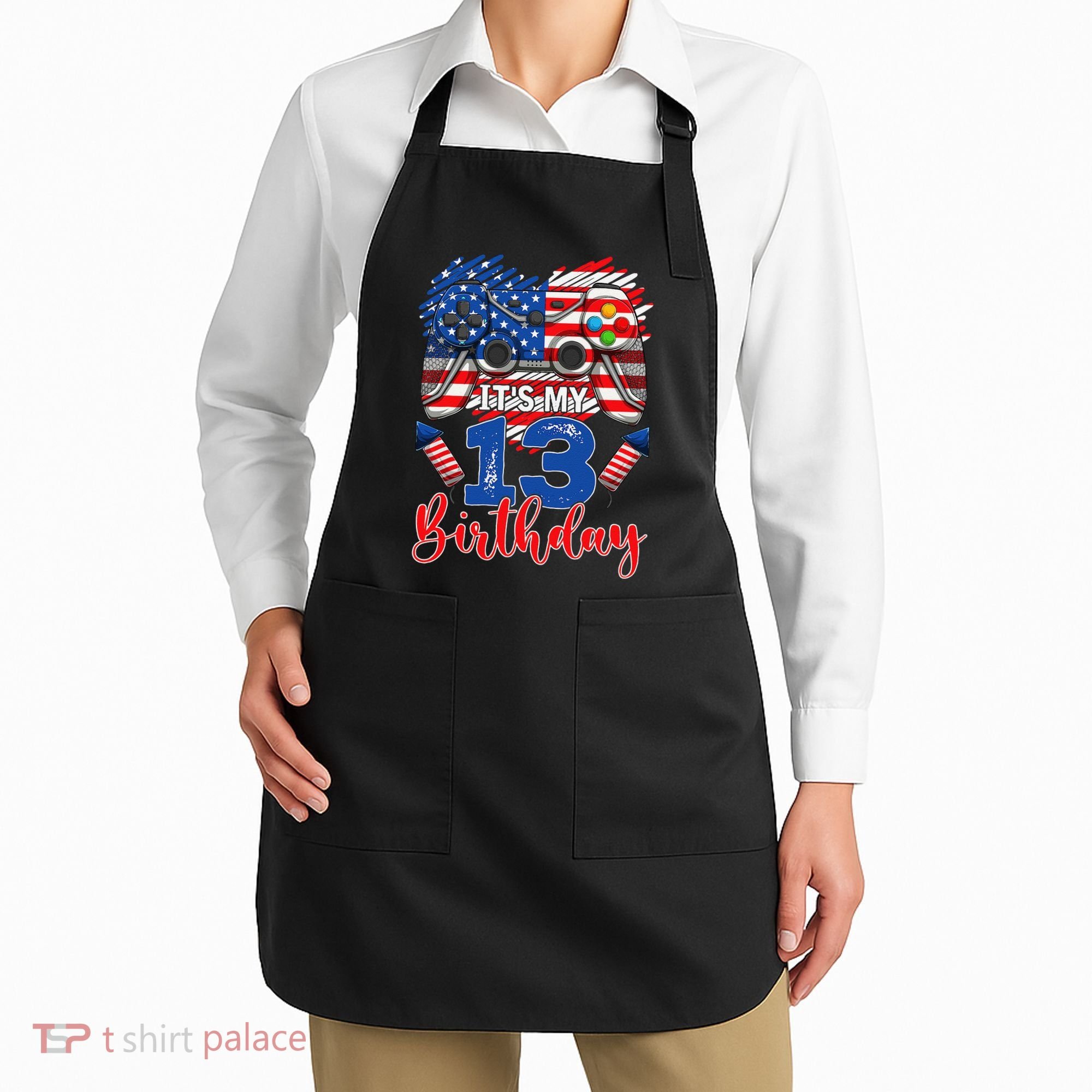 Its My 13th Birthday 13 Years Old July 4th Gamer Controller Apron