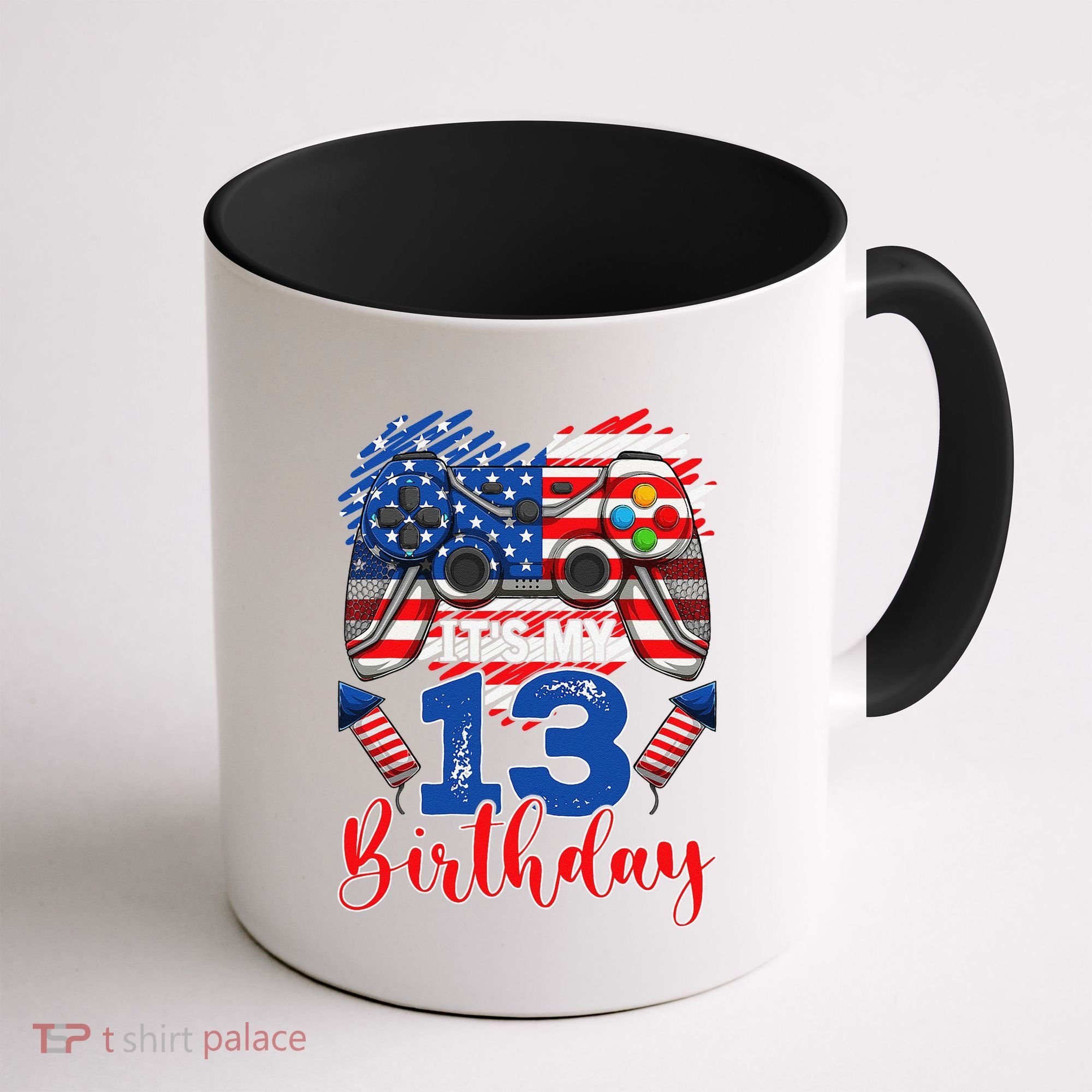 Its My 13th Birthday 13 Years Old July 4th Gamer Controller Coffee Mug