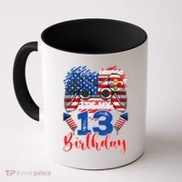 Its My 13th Birthday 13 Years Old July 4th Gamer Controller Coffee Mug thumb 0