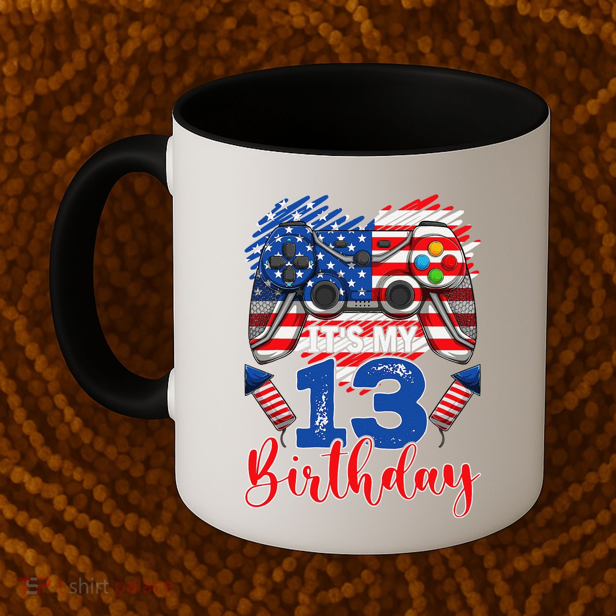 Its My 13th Birthday 13 Years Old July 4th Gamer Controller Coffee Mug