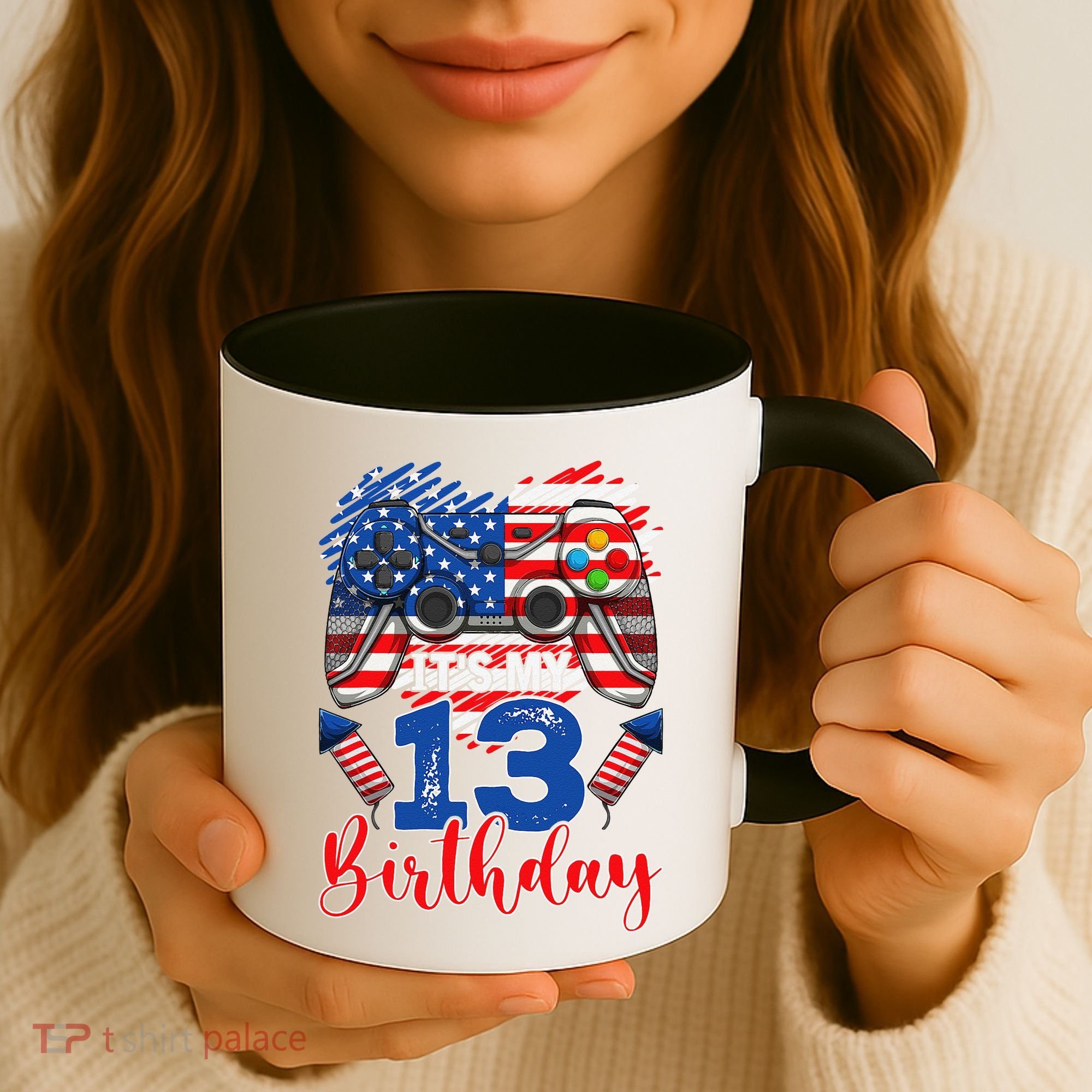 Its My 13th Birthday 13 Years Old July 4th Gamer Controller Coffee Mug