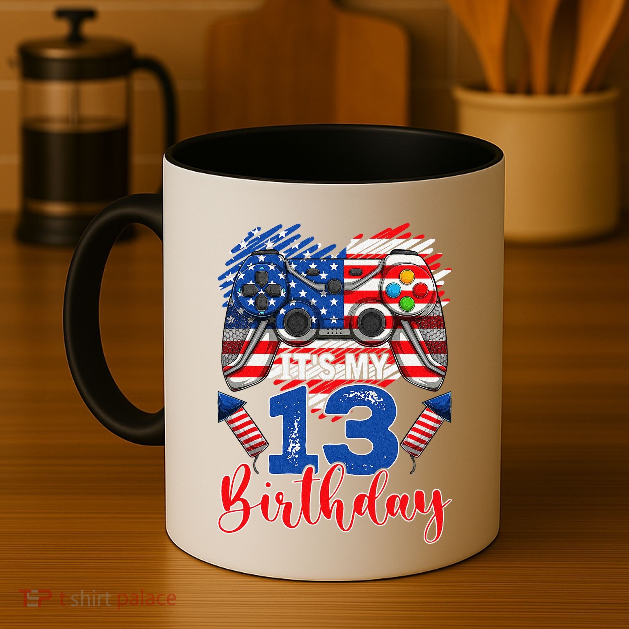 Its My 13th Birthday 13 Years Old July 4th Gamer Controller Coffee Mug
