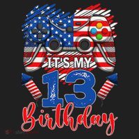 Its My 13th Birthday 13 Years Old July 4th Gamer Controller Beanie thumb 2