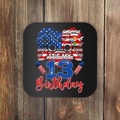 Its My 13th Birthday 13 Years Old July 4th Gamer Controller Coaster