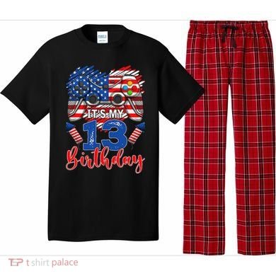 Its My 13th Birthday 13 Years Old July 4th Gamer Controller Pajama Set