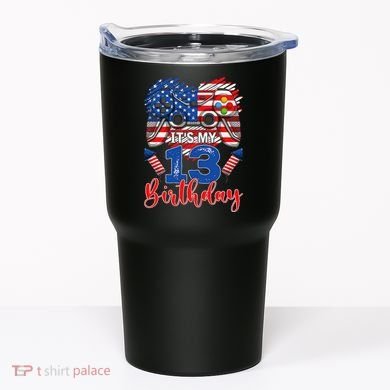 Its My 13th Birthday 13 Years Old July 4th Gamer Controller Tumbler
