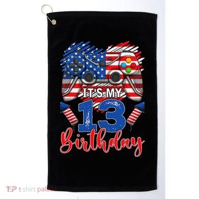 Its My 13th Birthday 13 Years Old July 4th Gamer Controller Golf Towel