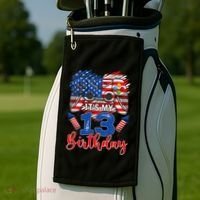 Its My 13th Birthday 13 Years Old July 4th Gamer Controller Golf Towel thumb 2