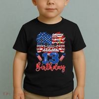 Its My 13th Birthday 13 Years Old July 4th Gamer Controller Toddler T-Shirt thumb 2