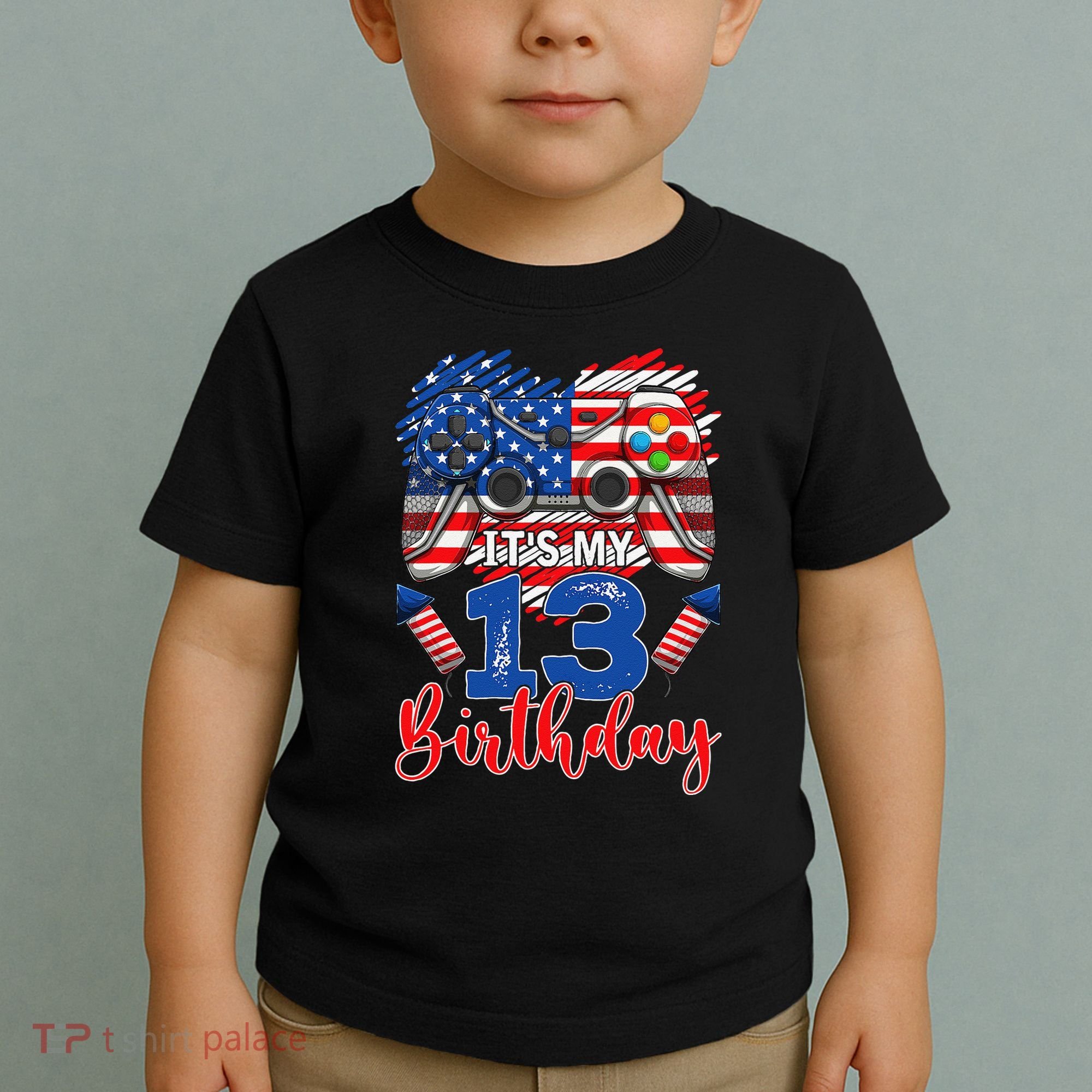 Its My 13th Birthday 13 Years Old July 4th Gamer Controller Toddler T-Shirt
