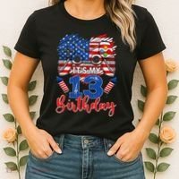 Its My 13th Birthday 13 Years Old July 4th Gamer Controller Women's T-Shirt thumb 2