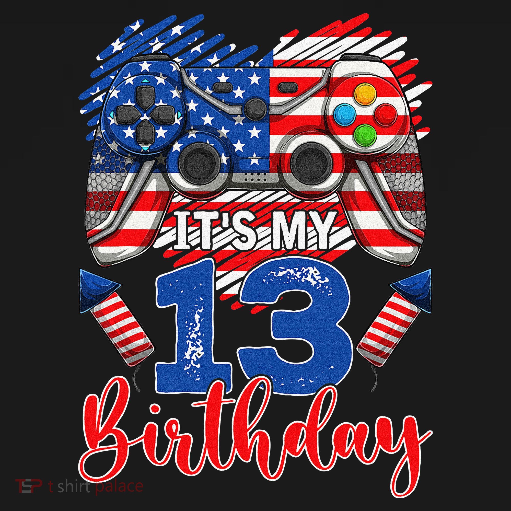 Its My 13th Birthday 13 Years Old July 4th Gamer Controller Women's T-Shirt