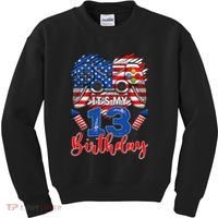 Its My 13th Birthday 13 Years Old July 4th Gamer Controller Kids Sweatshirt thumb 0