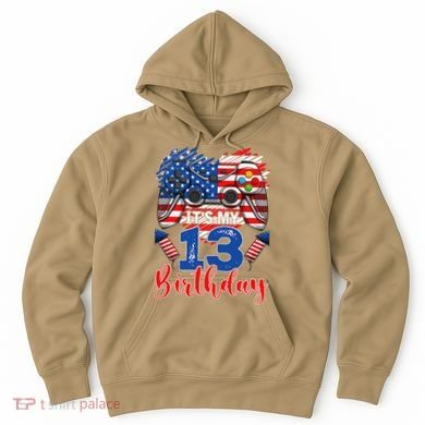 Its My 13th Birthday 13 Years Old July 4th Gamer Controller Hoodie